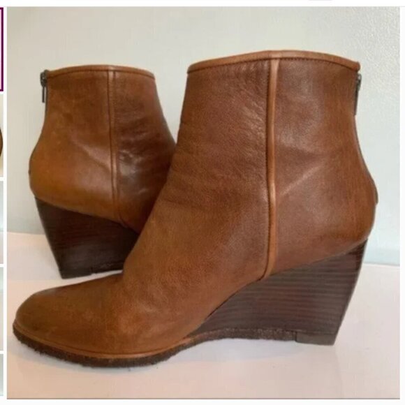 Stuart Weitzman Brown Wedge Booties Size 8.5 - Picture 4 of 8